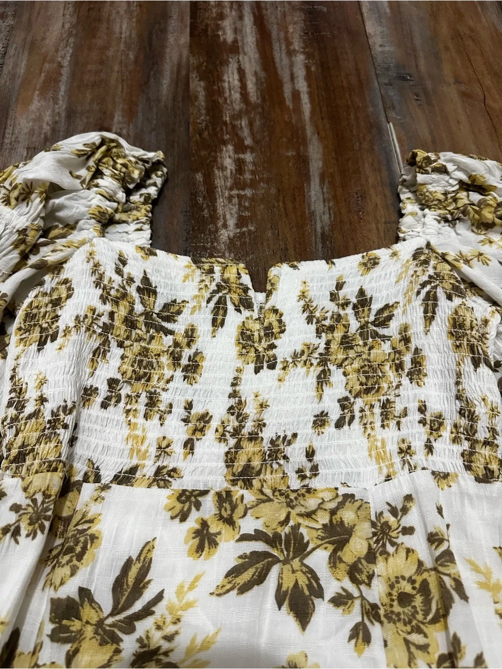 Free People Women’s White Floral Long Sleeve Maxi Dress - Yellow Floral Print